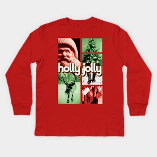 Holly Jolly Xmas Collage Kids Long Sleeve T-Shirt